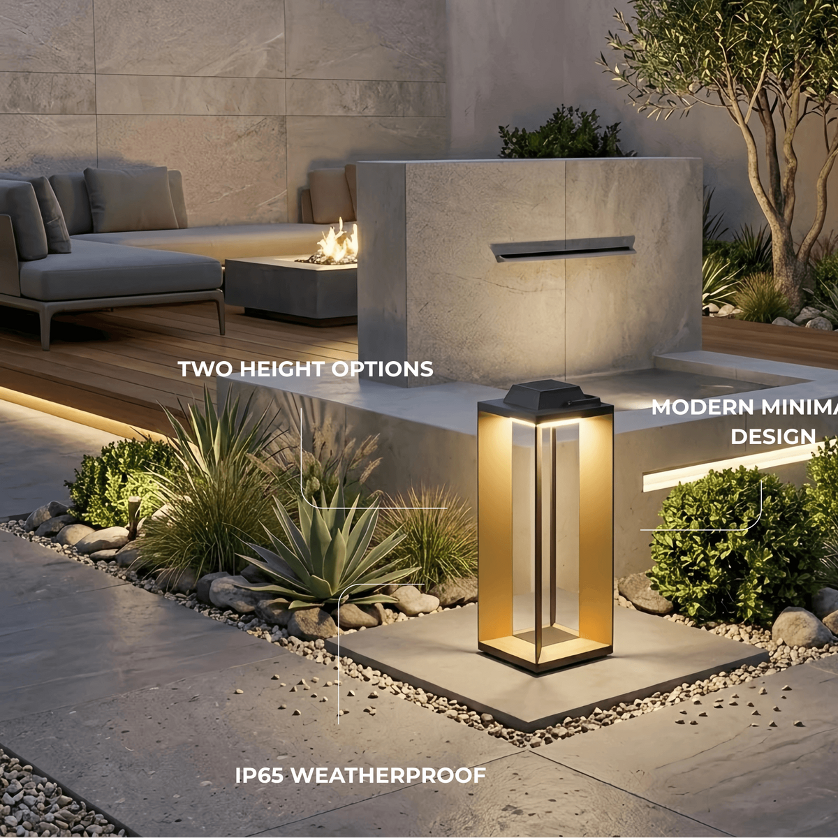 Irondale Modern Outdoor Floor Lamp - Black Metal Cylindrical Design for Garden