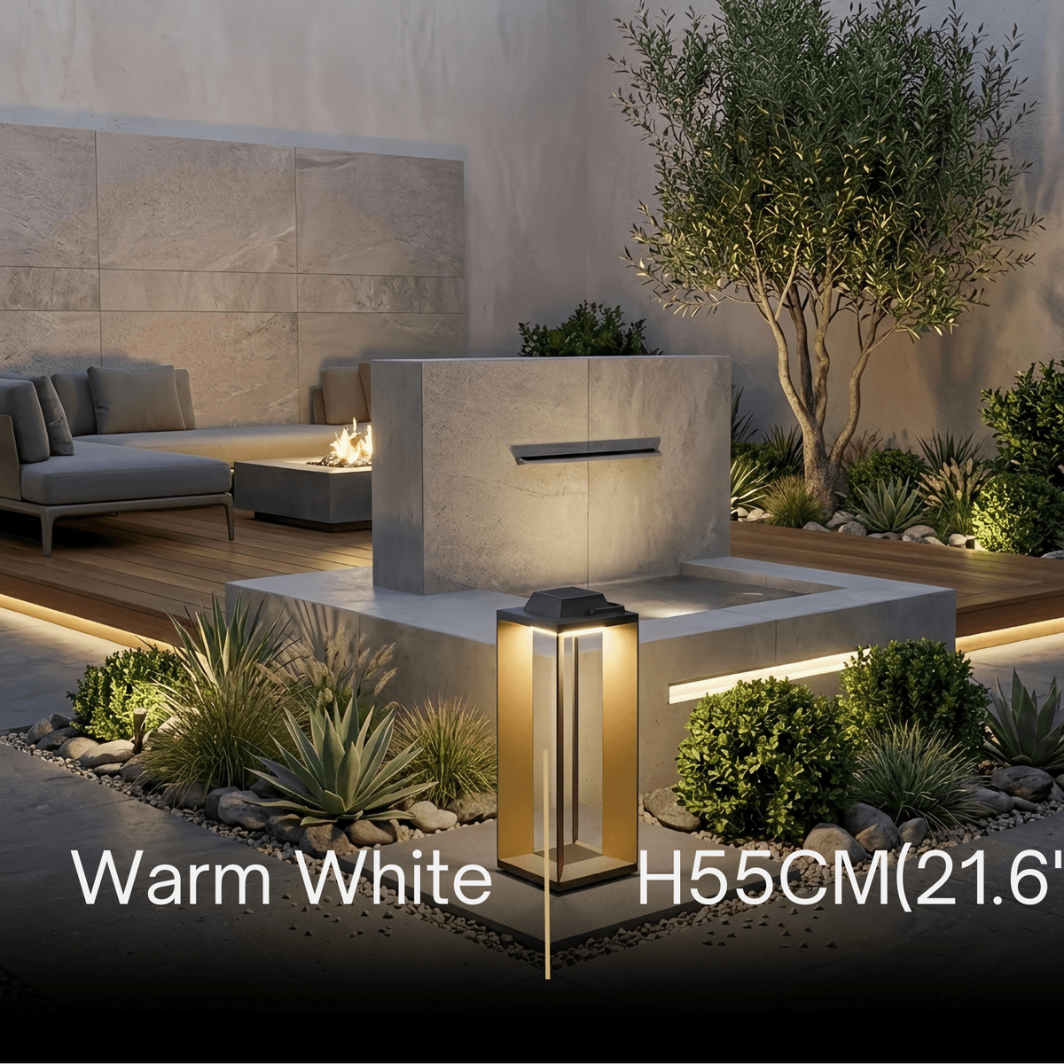 Irondale Modern Outdoor Floor Lamp - Black Metal Cylindrical Design for Garden