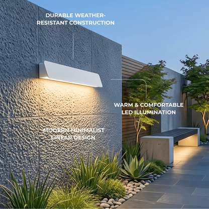 Arcato Modern Outdoor Wall Lamp - White/Black Metal Rectangular Design for Garden