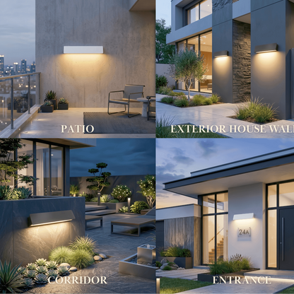Arcato Modern Outdoor Wall Lamp - White/Black Metal Rectangular Design for Garden