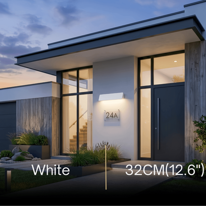 Arcato Modern Outdoor Wall Lamp - White/Black Metal Rectangular Design for Garden