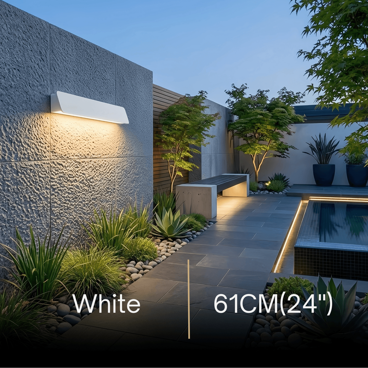Arcato Modern Outdoor Wall Lamp - White/Black Metal Rectangular Design for Garden