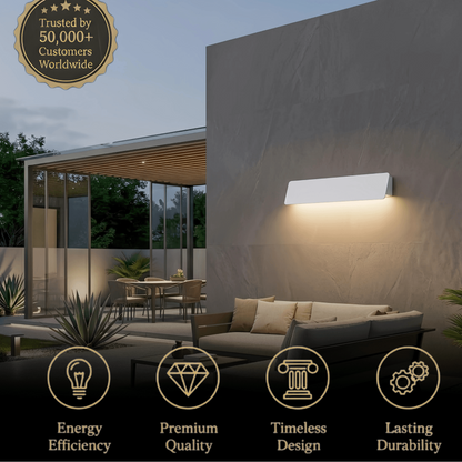 Arcato Modern Outdoor Wall Lamp - White/Black Metal Rectangular Design for Garden