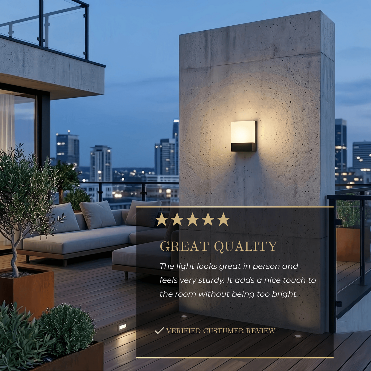 Arcato Modern Outdoor Wall Lamp --Metal/Acrylic Square Design for Garden