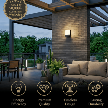 Arcato Modern Outdoor Wall Lamp --Metal/Acrylic Square Design for Garden