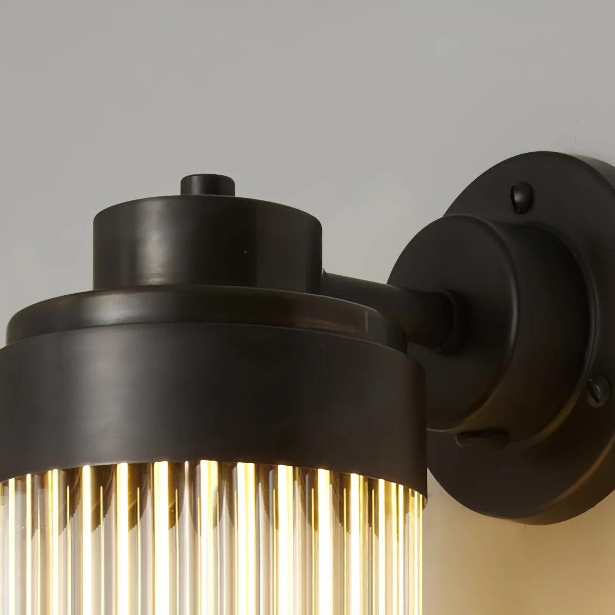 Irondale Modern Outdoor Wall Lamp - Bronze Glass Cylindrical Design for Garden & Patio