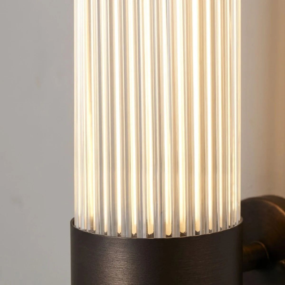 Irondale Modern Outdoor Wall Lamp - Bronze Glass Cylindrical Design for Garden & Patio