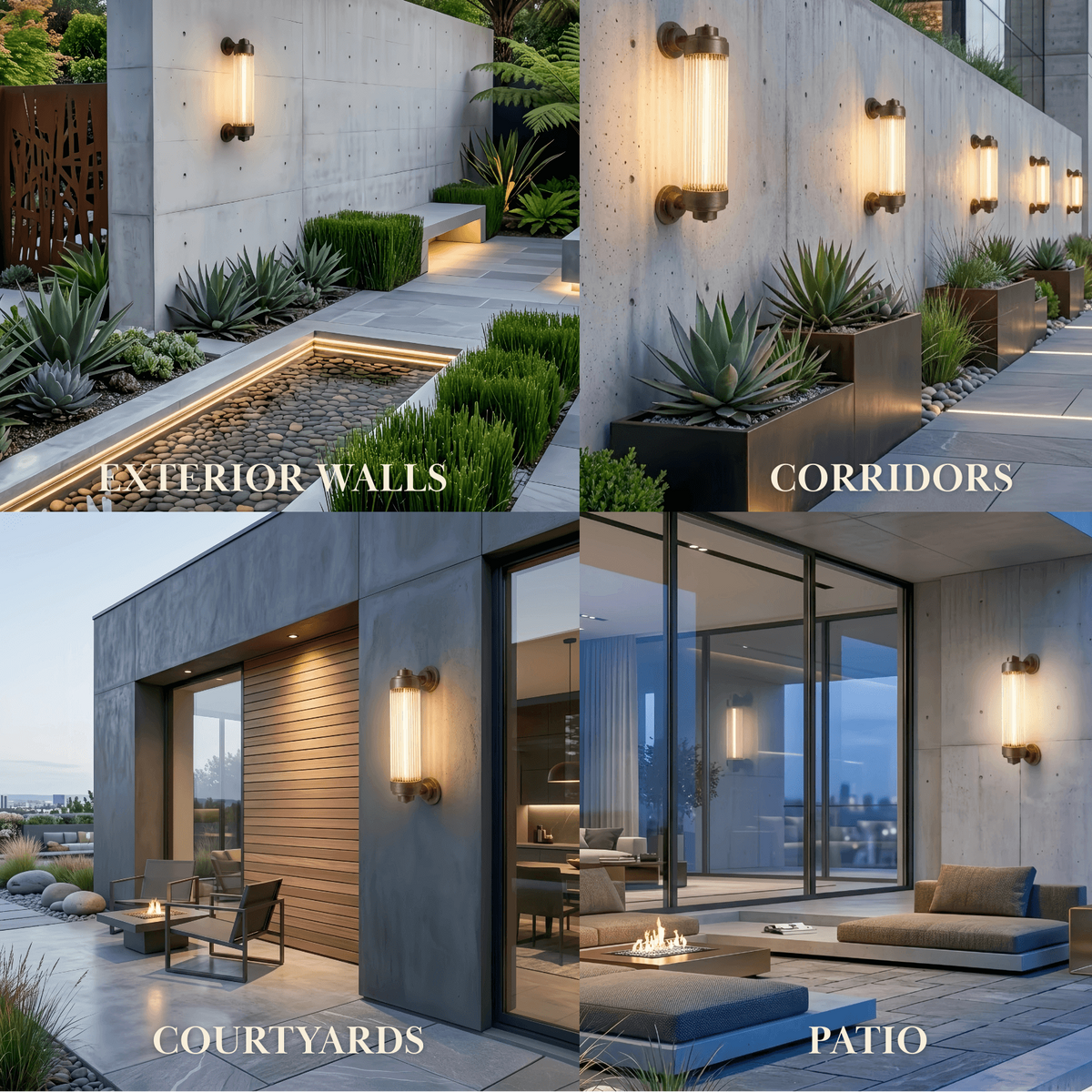 Irondale Modern Outdoor Wall Lamp - Bronze Glass Cylindrical Design for Garden & Patio
