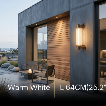 Irondale Modern Outdoor Wall Lamp - Bronze Glass Cylindrical Design for Garden & Patio