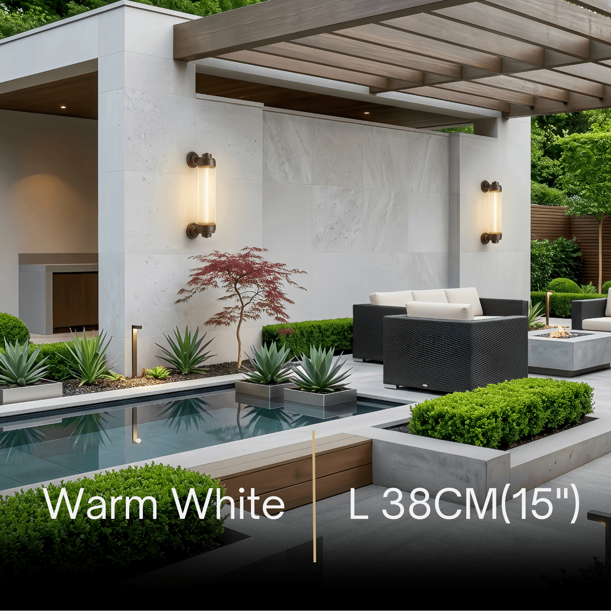 Irondale Modern Outdoor Wall Lamp - Bronze Glass Cylindrical Design for Garden & Patio
