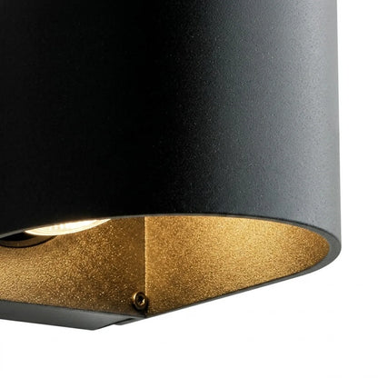 Irondale Industrial Cylindrical Wall Lamp – Black Metal for Outdoor Use