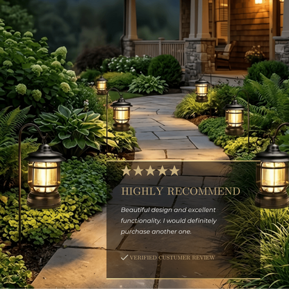 Irondale Vintage Outdoor Pathway Lights - Black/White Acrylic Resin Lantern for Terrace