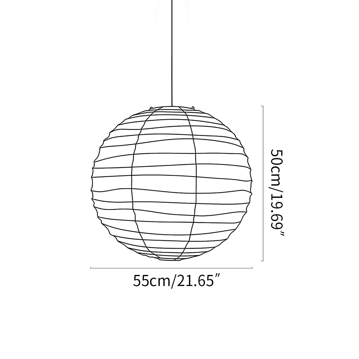 Nuvlight paper lantern pendant lamp size