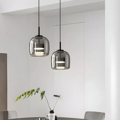 Nuvlightgold and glass pendant light