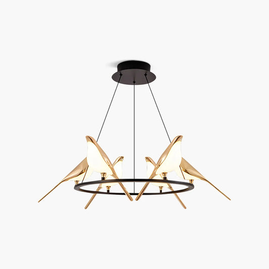 Nuvlight Modern Gold Birds LED Chandelier