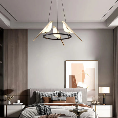 Gold Bird Chandelier for Living Room