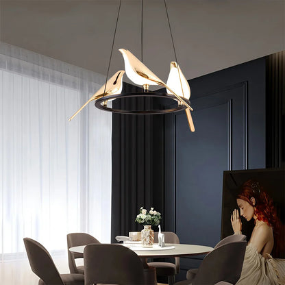 Gold Bird Chandelier for Living Room