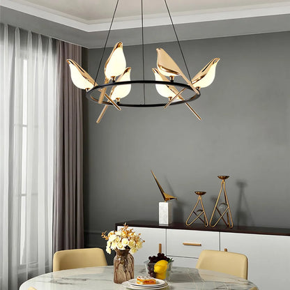 Gold Bird Chandelier for Living Room