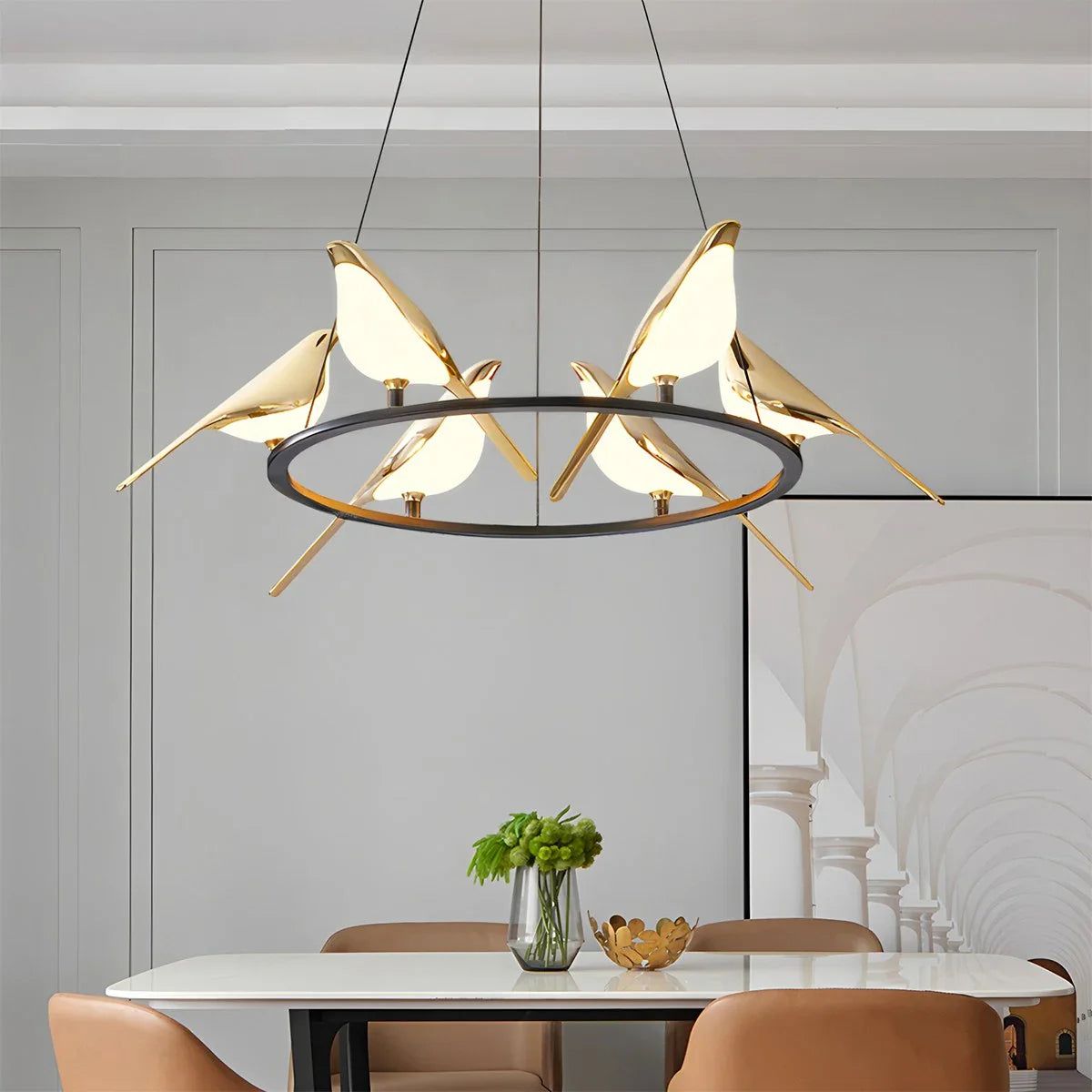 Gold Bird Chandelier for Living Room