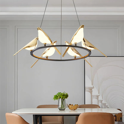 Gold Bird Chandelier for Living Room