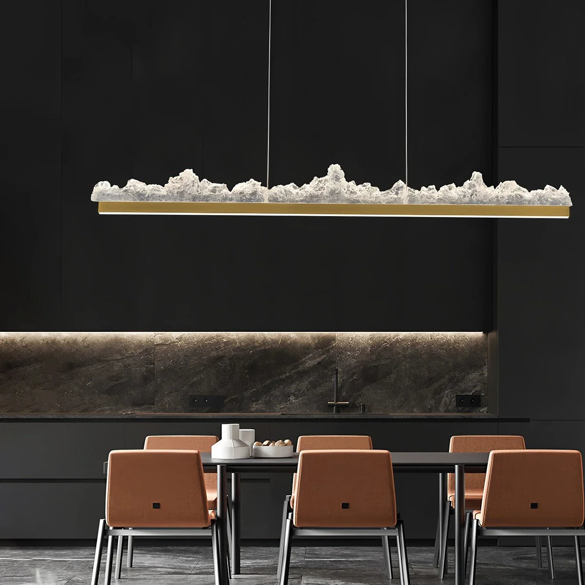 Textured Glass Chandelier for Dining and Living Room