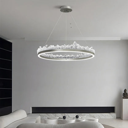 Textured Glass Chandelier for Dining and Living Room