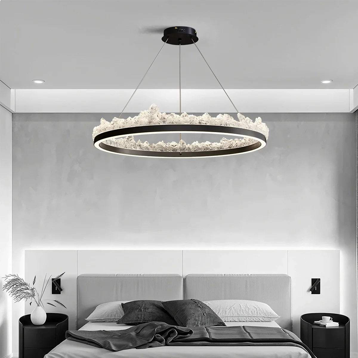 Textured Glass Chandelier for Dining and Living Room