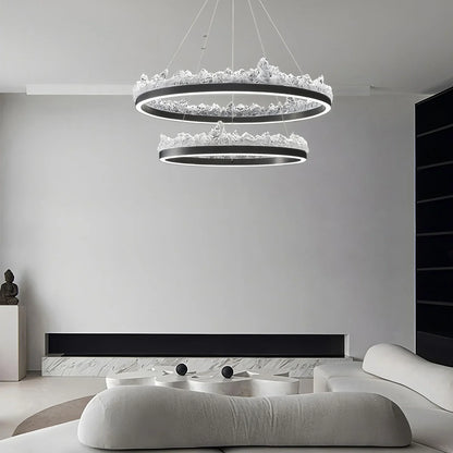 Textured Glass Chandelier for Dining and Living Room