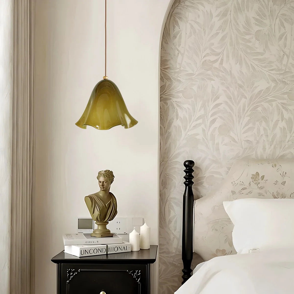 Floral Glass Pendant Light for Dining Room