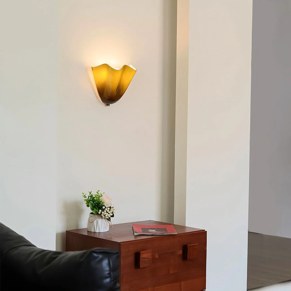 Floral Glass Wall Sconce for Bedside and Vanity
