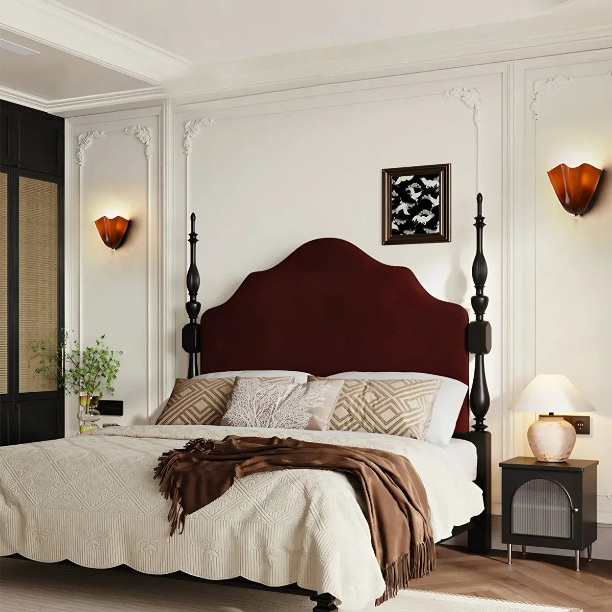 Floral Glass Wall Sconce for Bedside and Vanity
