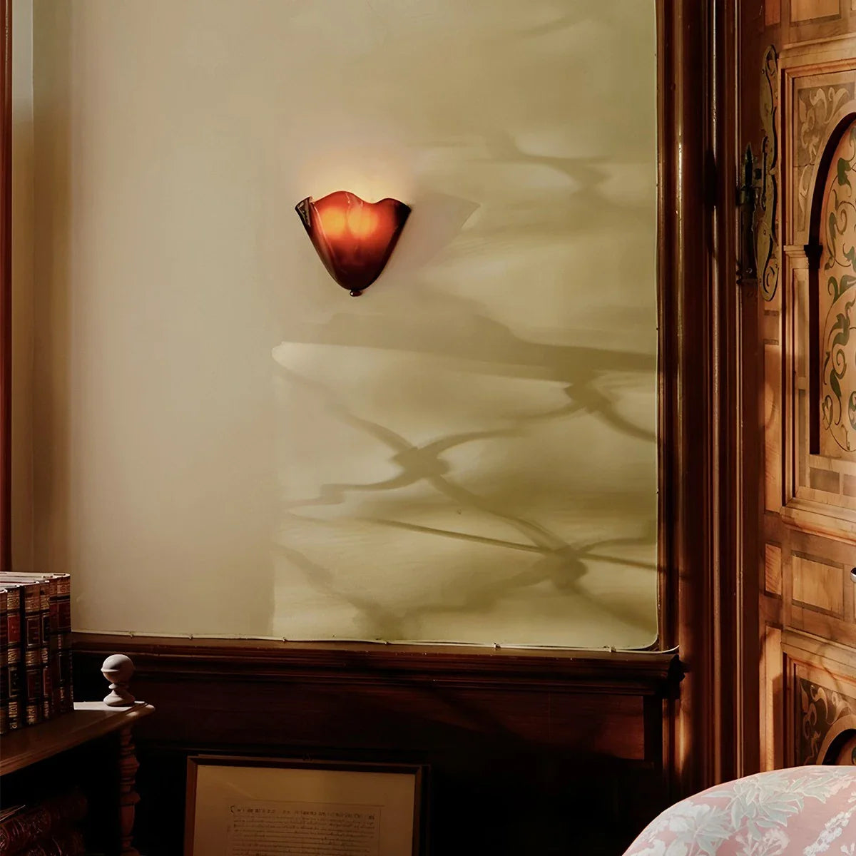 Floral Glass Wall Sconce for Bedside and Vanity