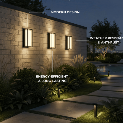 Arcato Minimalist Outdoor Wall Sconce in Black Stainless Steel with Adjustable LED Lighting