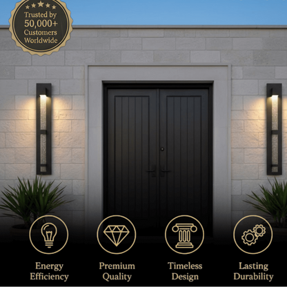 Arcato Modern Outdoor Wall Sconce – Black Stainless Steel Crystal Accents Starry Glow for Entryway