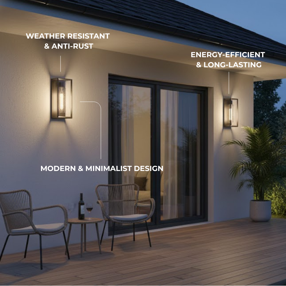 Arcato Modern Outdoor Wall Sconce – Black Stainless/Glass Warm Glow for Patio/Entryway