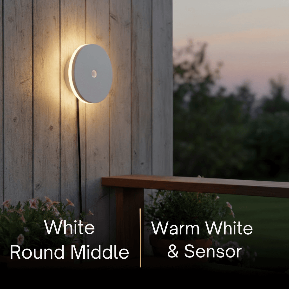 Solara Minimalist LED Outdoor Wall Lamp – Black/White Round/Square Porch Sensor Light