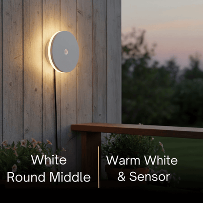 Solara Minimalist LED Outdoor Wall Lamp – Black/White Round/Square Porch Sensor Light
