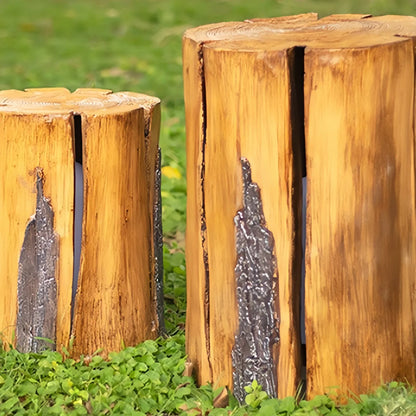 Botanica Art Deco Tree Stump Outdoor Lamp – Natural Wood-Look Resin for Courtyard/Garden