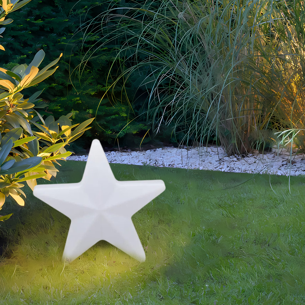 Vivara Modern Outdoor Path Lamp - White Acrylic Star Design Garden/Courtyard