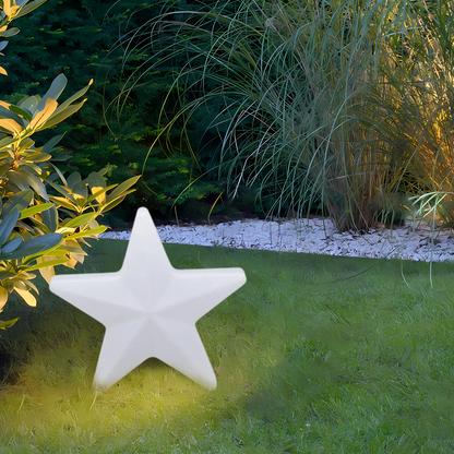 Vivara Modern Outdoor Path Lamp - White Acrylic Star Design Garden/Courtyard