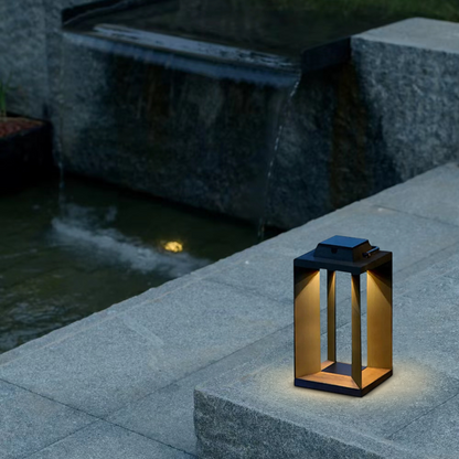 Arcato Modern Solar Floor Lamp - Black Metal & Acrylic Rectangular for Outdoor