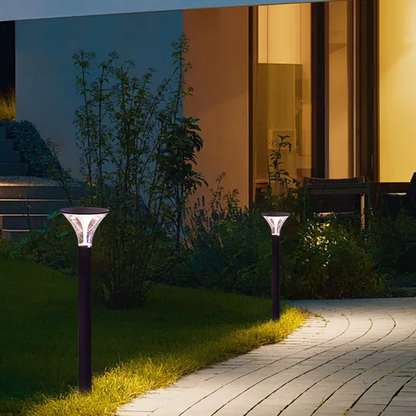 Arcato Modern Cylindrical Pathway Light – Black Metal/Acrylic Solar Outdoor Lamp