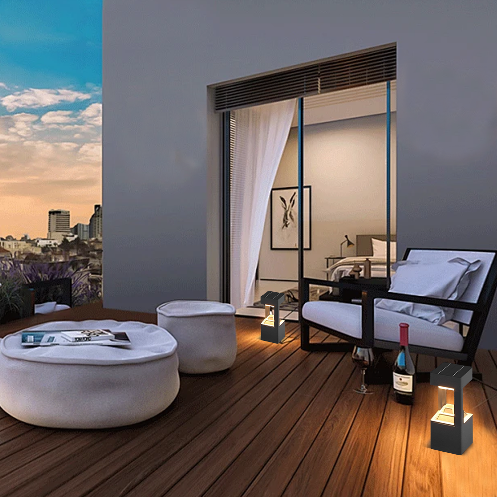 Arcato Modern Rectangular Solar Bollard Light – Black Hollow Metal Outdoor Lamp