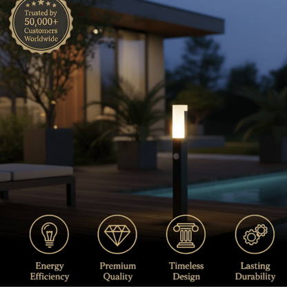 Arcato Modern Black LED Path Light – Outdoor Metal Sensor Lamp for Garden/Terrace