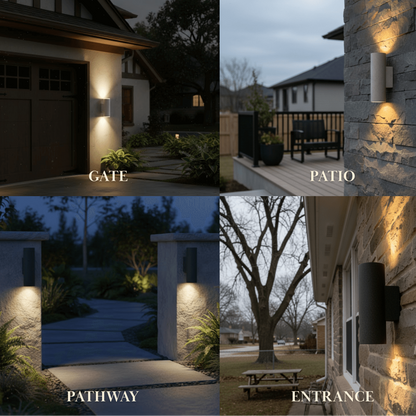 Arcato Modern Outdoor Wall Sconce- Black/White Cement Cylindrical Light for Courtyard