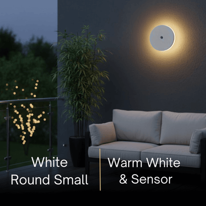 Solara Minimalist LED Outdoor Wall Lamp – Black/White Round/Square Porch Sensor Light