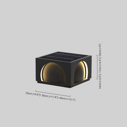 Arcato Modern Metal Outdoor Solar Pillar Lights - Black Rectangular Lamp Garden