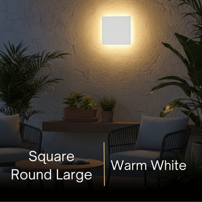 Solara Minimalist LED Outdoor Wall Lamp – Black/White Round/Square Porch Sensor Light