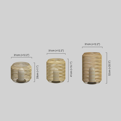 Zenno Farmhouse Outdoor Lamp - Wood & Metal Rattan Lantern