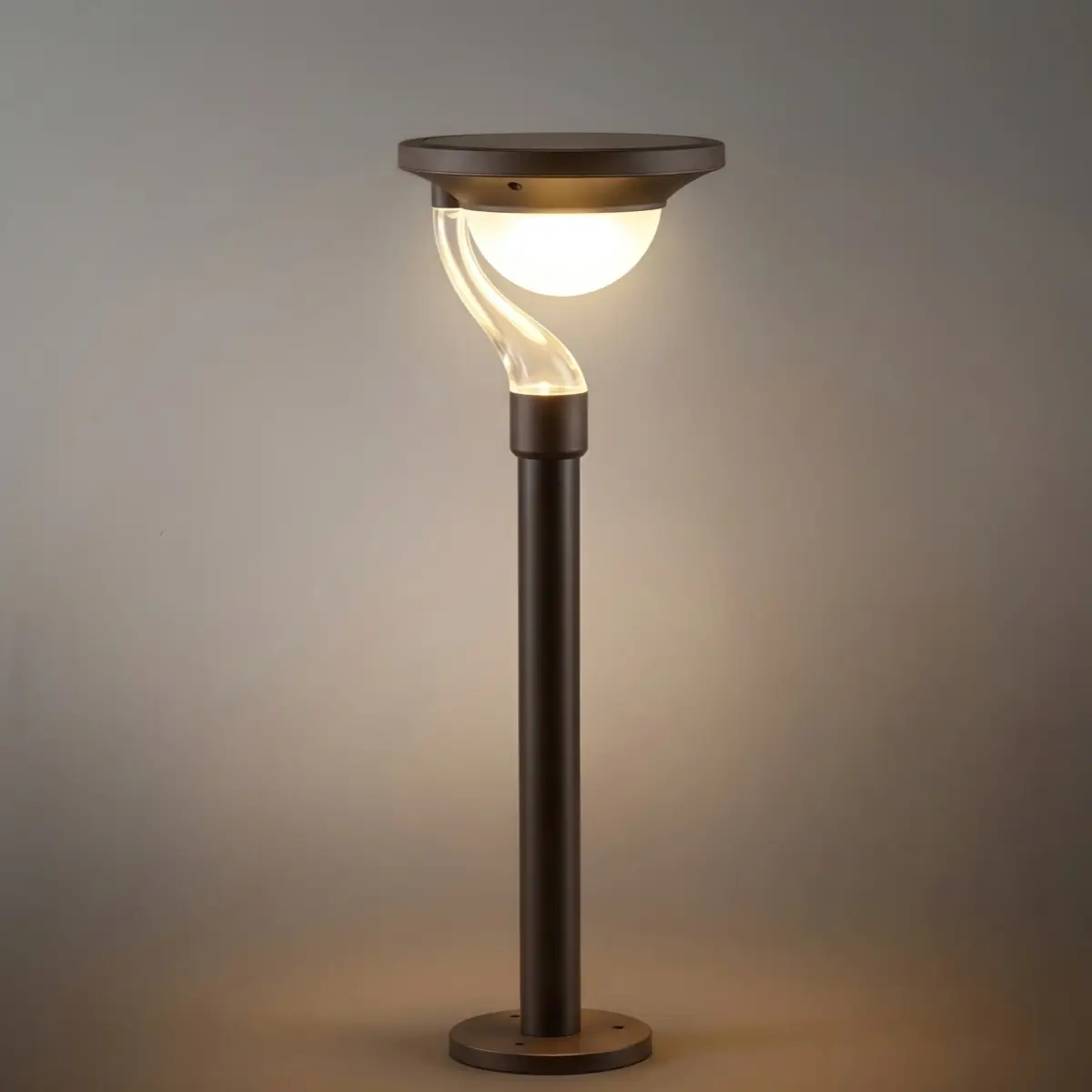 Arcato Modern Outdoor Pathway Lights - Dark Grey Metal & Acrylic Bowled Garden